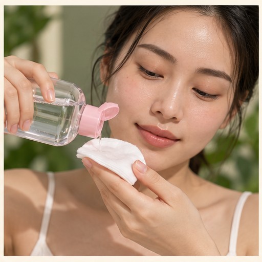 Dùng Bioderma hồng trên bông tẩy trang
